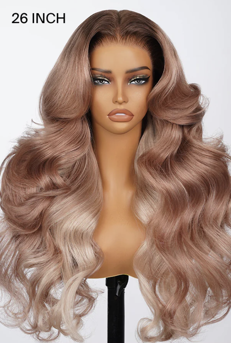 13x6 Ombre Strawberry Blonde Glueless Wig - Body Wave