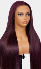 13x4 Lace Frontal Plum Straight Glueless Wig with Natural Hairline