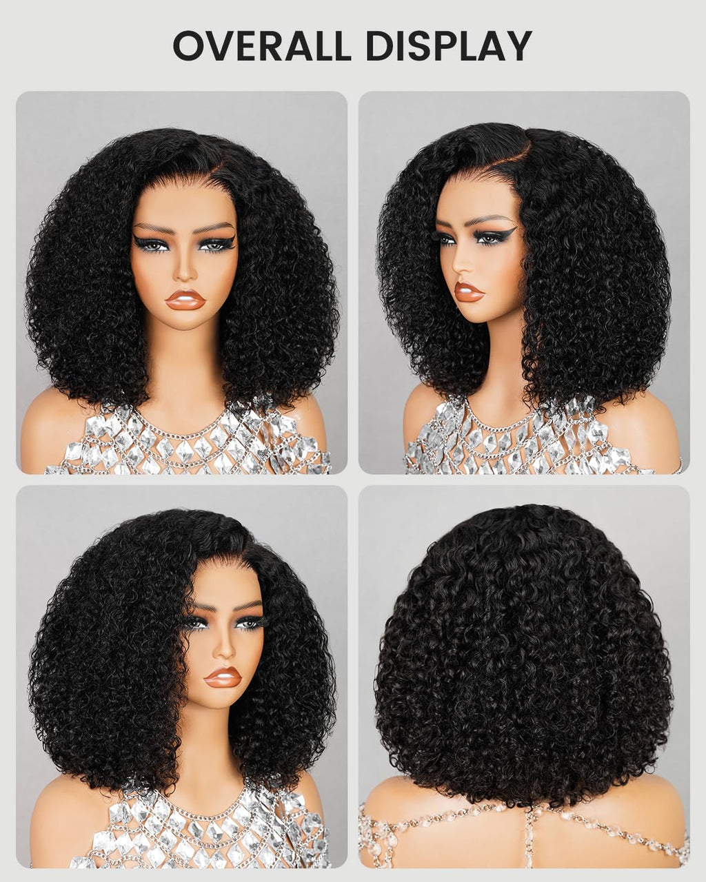 6x5 Glueless Kinky Curly Bob Wig