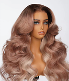13x6 Ombre Strawberry Blonde Glueless Wig - Body Wave