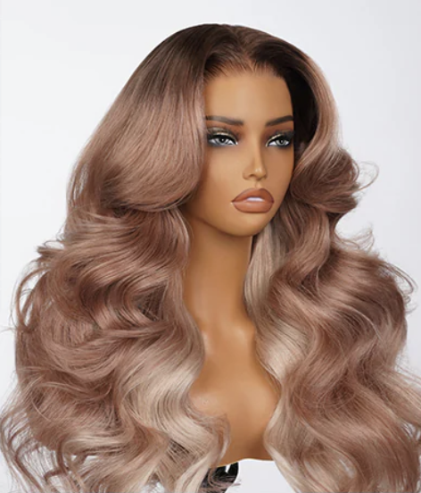 13x6 Ombre Strawberry Blonde Glueless Wig - Body Wave