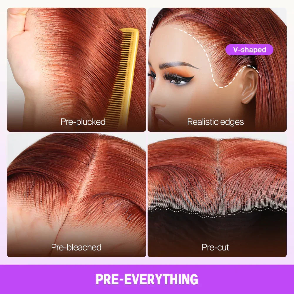 13x6 Reddish Brown 360 Full Lace Glueless Wigs Straight