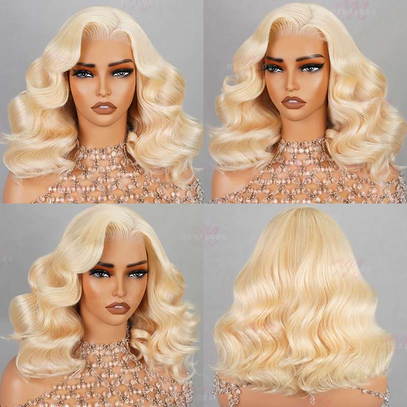 613 Blonde 6x5 Pre-cut Short Bob Wavy Glueless Wig