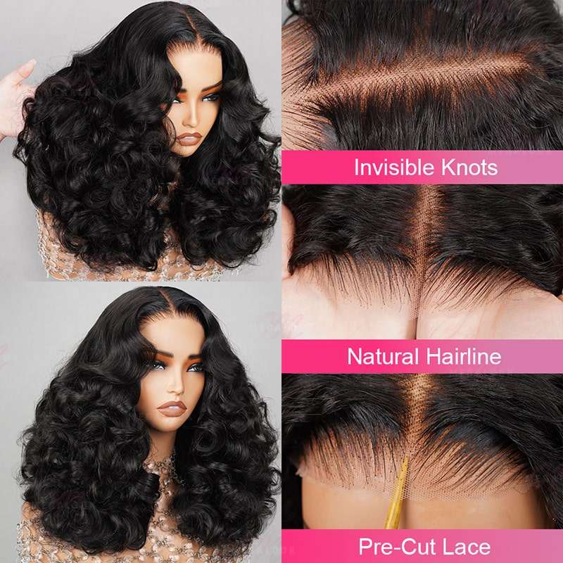 Curly 6x5 Pre-cut Short Glueless Wig
