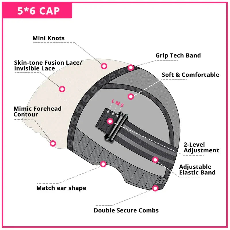 6x5 Pre-cut Glueless Wig - Body wave