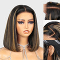 13x4 Lace Frontal Invisible Knots Glueless Balayage Straight Bob Wig