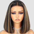 13x4 Lace Frontal Invisible Knots Glueless Balayage Straight Bob Wig
