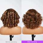 6x5 Glueless Honey Blonde Highlights Bouncy Curl Wig