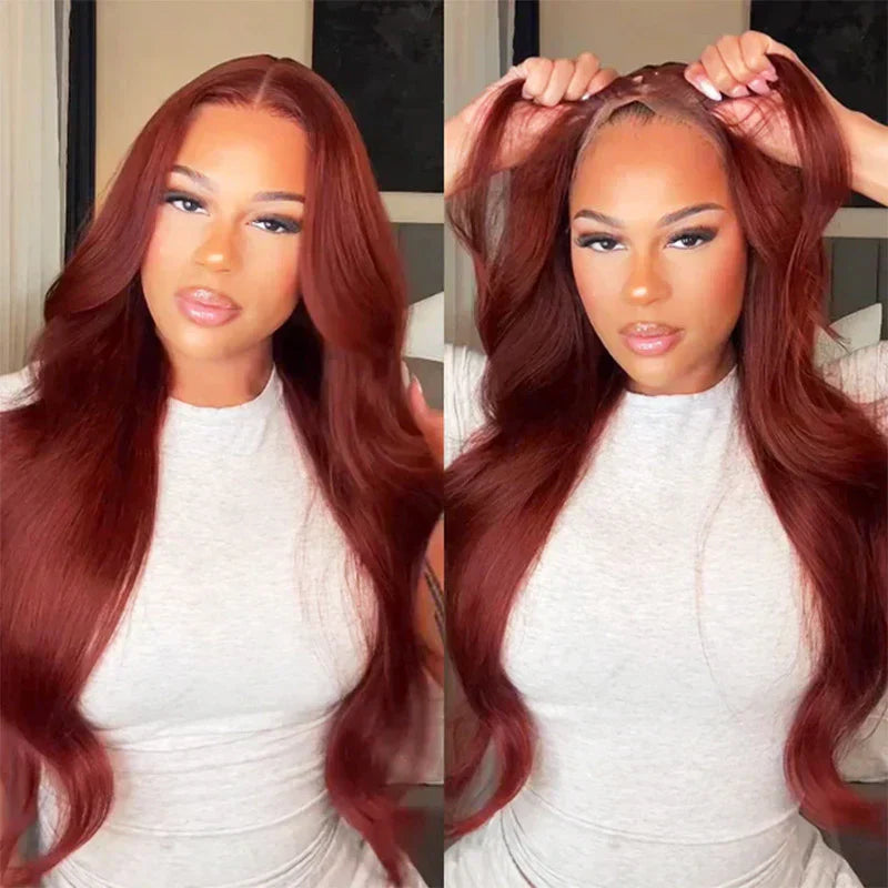 13x6 Reddish Brown 360 Full Lace Glueless Wigs Straight